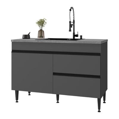 Balcão de Cozinha para Pia Milano MP2385 2 Portas 1 Gaveta 120cm Cinza Grafite Multimóveis