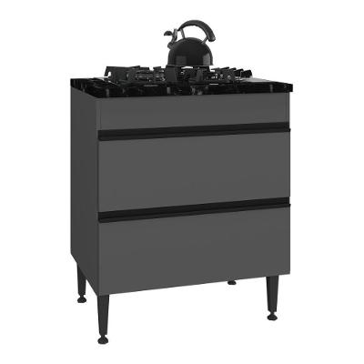 Balcão de Cozinha para Cooktop Milano MP2386 1 Porta em MDP MDF 70cm Cinza Grafite Multimóveis