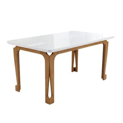 Mesa de Jantar Nadine 6 Lugares Retangular Tampo em MDF com Vidro 160cm Madeirado-off White