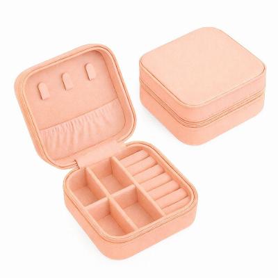 Porta-joias de Viagem Utibom Mini em Couro Sintético Rosa Salmão para Organização de Joias
