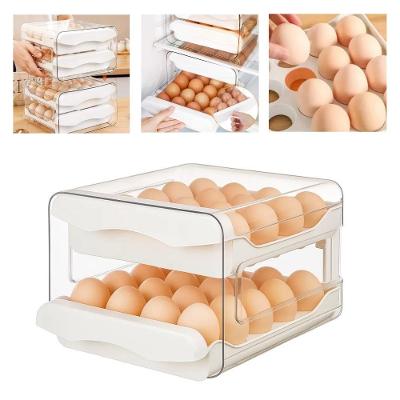 Porta Ovos Organizador Vertical 2 Gavetas Acrílico 32 Unidades para Geladeira Transparente Yeet