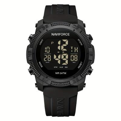 Relógio Cronógrafo Masculino Digital Mostrador Preto com Alarme Naviforce