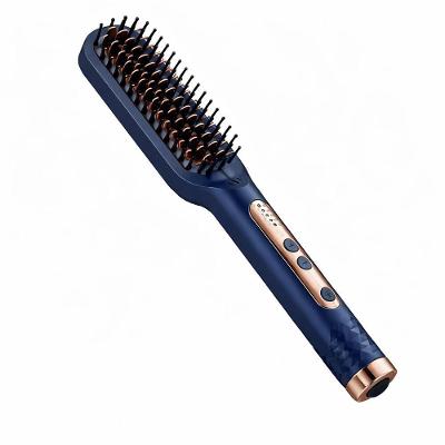 Escova Alisadora Elétrica 40W Anti-Frizz Cerdas Cerâmica Azul Bivolt