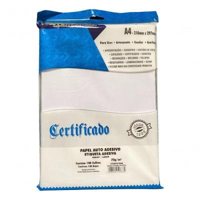 Papel Autoadesivo A4 70g Masterprint Pacote 100 Folhas Branco