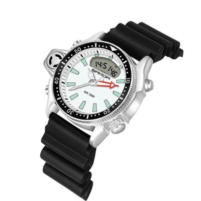 Relógio Masculino Fashion Sport Led Digital Analógico Pulseira de Borracha Branco Sanda