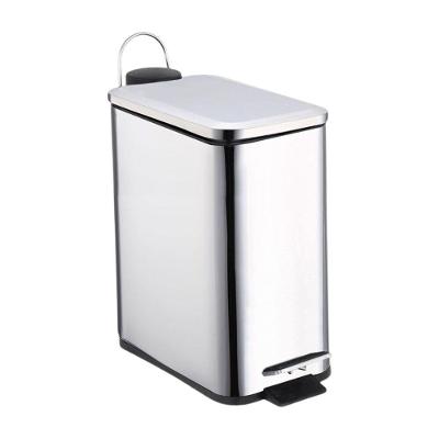 Lixeira Inox Retangular com Pedal 5L Acetinado Aço Inox para Banheiro Prata Goedert