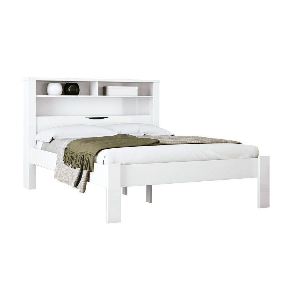 Cama de Casal Invicta com Baú + 2 Nichos Branco - Santos Andirá - 1