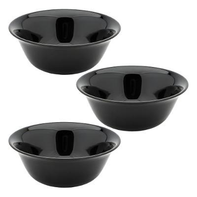 Kit 3 Bowls Mini Tigela 12cm para Sobremesa em Vidro Opalino Preto em Casa Tem