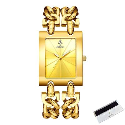 Relógio de Pulso Feminino Quartzo Deslumbrante Analógico e Digital Dourado Sanda
