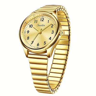 Relógio de Pulso Feminino Casual Estilo de Negócios Quartzo Pulseira Aço Inox Dourado Lige