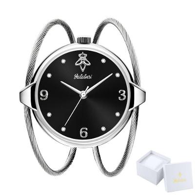 Relógio de Pulso Feminino de Quartzo Analógico e Digital Pulseira Metal Estilo Corda Preto Sanda
