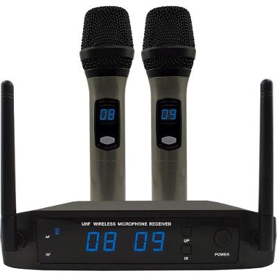 Microfone Duplo sem Fio LS926 UHF 16 Canais com Receptor com Display LCD Leson