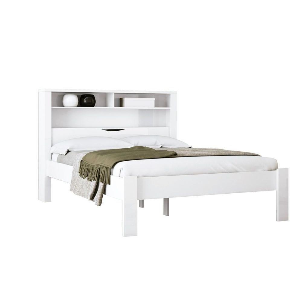 Cama de Casal Invicta com Baú + 2 Nichos Branco - Santos Andirá - 1