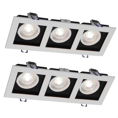 Kit 2 Spot Quadrado Led Recuado Triplo 15W 6500K Branco Frio Bivolt Taschibra