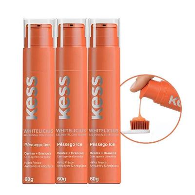 Kit 3 Gel Dental Kess Whitedelicious Pêssego Ice Transparente Hálito Fresco 3x60g
