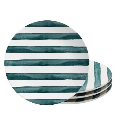 Jogo Prato Raso Coup Green Trace 4 Peças Cerâmica 29cm Verde Alleanza
