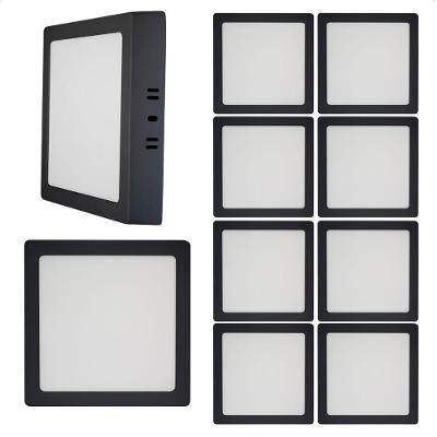 Kit 10 Painéis de LED Quadrado Sobrepor 12W 4100K Neutro Suave Preto Blumenau Iluminação