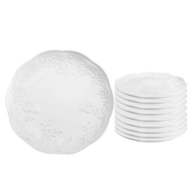 Jogo de Pratos Rasos Butterfly 10 Peças Porcelana New Bone 26,5cm Branco Lyor