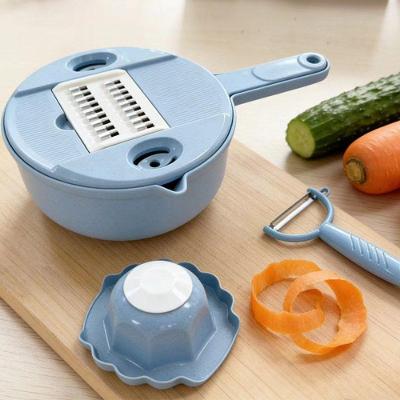 Kit Ralador e Fatiador de Vegetais Multifuncional 12 Peças em Plástico e Metal para Cozinha Top Rio