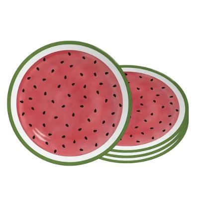 Jogo 4 Pratos de Sobremesa Coup Melancia 21cm Cerâmica Vermelho Alleanza