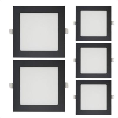 Kit 5 Painéis de LED Quadrado Embutir 24W 6500K Preto Bivolt Blumenau Iluminação