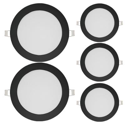Kit 5 Painéis de LED Redondo Embutir 18W 3000K Bivolt Preto Blumenau Iluminação