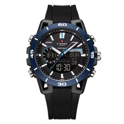 Relógio Masculino Naviforce Dual Display Analógico e Digital 5atm Pulseira Plástica Preto Azul