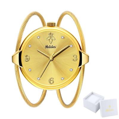 Relógio de Pulso Feminino Analógico de Quartzo Pulseira Estilo Corda Dourado Sanda