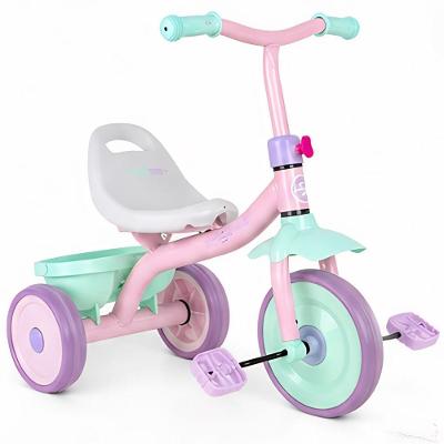 Triciclo Infantil Educativo com Pedais e Cestinha Rosa Unitoys