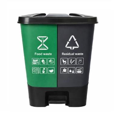 Lixeira Dupla Coleta Seletiva 16L Plástico com Pedal Verde e Cinza Yeet