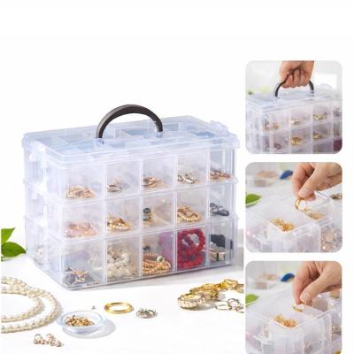 Maleta Organizadora Multiuso 30 Divisórias Modular 3 Andares Plástico para Joias Pesca Costura