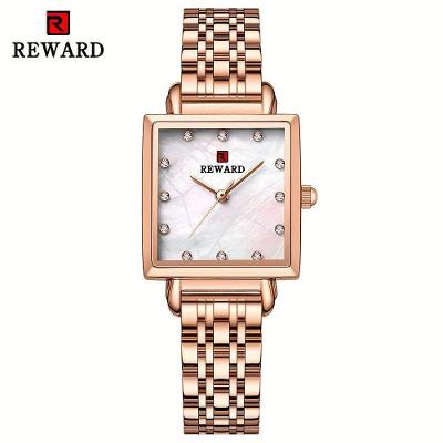 Relógio de Pulso Feminino Quartzo Quadrado 2022 Analógico e Digital Rosa Reward