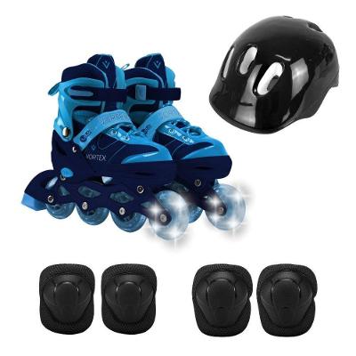 Patins Infantil 4 Rodas Vortex Azul 35-38 com LED Ajustável Masculino Unik