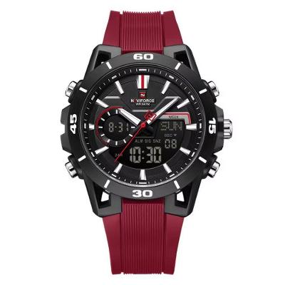 Relógio Masculino Dual Display Esportivo Vermelho Analógico e Digital Naviforce