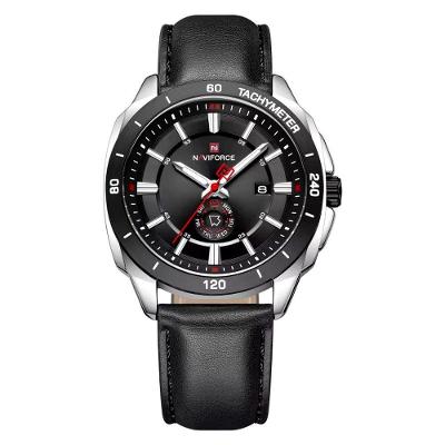 Relógio Masculino de Quartzo Esportivo Couro Pu à Prova D'agua Preto Naviforce