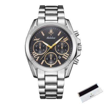 Relógio de Pulso Feminino de Quartzo Pulseira Metal Preto e Prata Sanda