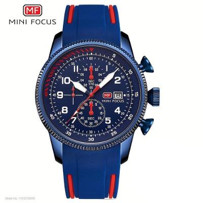 Relógio de Pulso Masculino de Quartzo Cronógrafo à Prova D'água 3atm Azul Vermelho Mini Focus