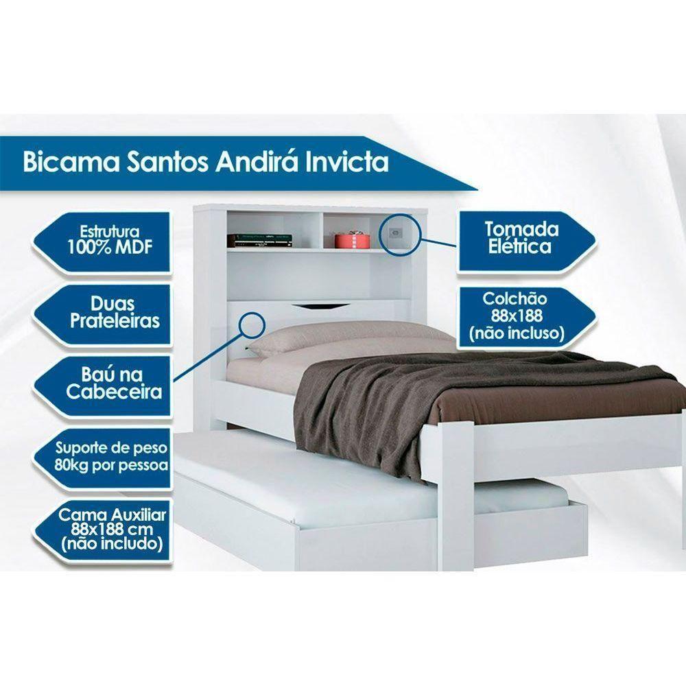 Cama Solteiro Invicta C/Auxiliar Atacama - Santos Andirá - 6