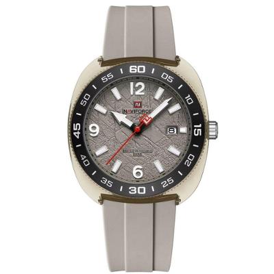 Relógio de Pulso Masculino Analógico Mostrador Luminoso 5atm Bege Pulseira Silicone Naviforce