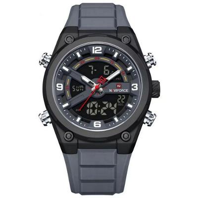 Relógio de Pulso Masculino Esportivo Duplo Display Analógico e Digital Silicone Impermeavel Cinza