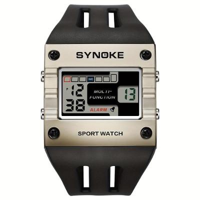 Relógio Digital Masculino Quadrado Synoke Tela Grande Pulseira Plástica Cinza