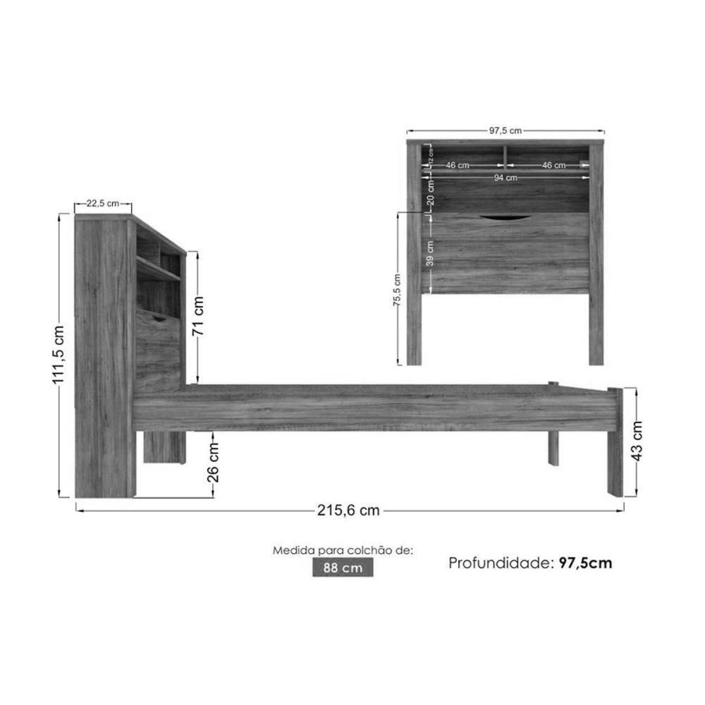 Cama Solteiro Invicta Jatoba - Santos Andirá - 2