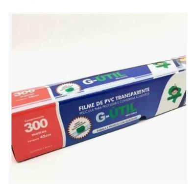 Plástico Filme Pvc 45cmx300m com Trilho Cortante para Cozinha Transparente Guarufilme