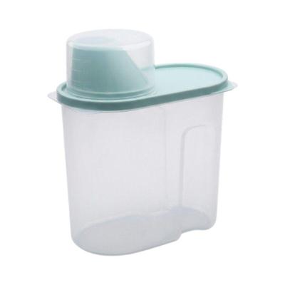 Pote de Armazenamento Multiuso 1,9L Plástico Transparente para Grãos Ração e Líquidos Azul