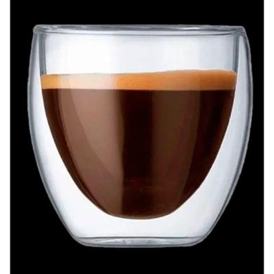 Kit 2 Copos Parede Dupla para Café Espresso 90ML Vidro Isolamento Térmico Transparente