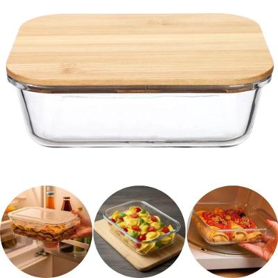 Pote de Vidro Hermético Marmita 1040ML Tampa de Bambu para Alimentos Transparente Lehaví