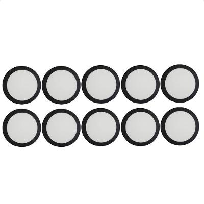 Kit 10 Painéis de Led Redondo 24W Embutir Luz 3000K Amarelo Quente Preto Taschibra