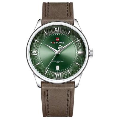 Relógio Masculino de Quartzo Analógico Pulseira de Couro Verde Naviforce