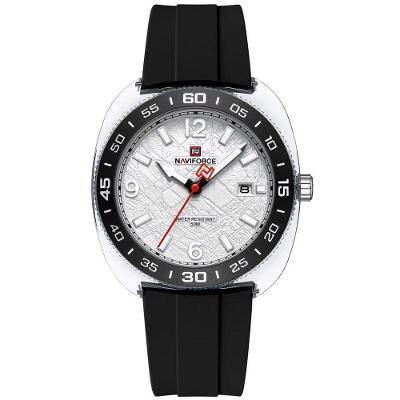 Relógio de Pulso Masculino Analógico Mostrador Luminoso Pulseira Silicone Branco Naviforce