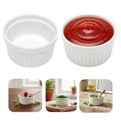 Kit 2 Molheira Mini Bowl Ramequim Clássico 75ml em Porcelana Branco Lyor